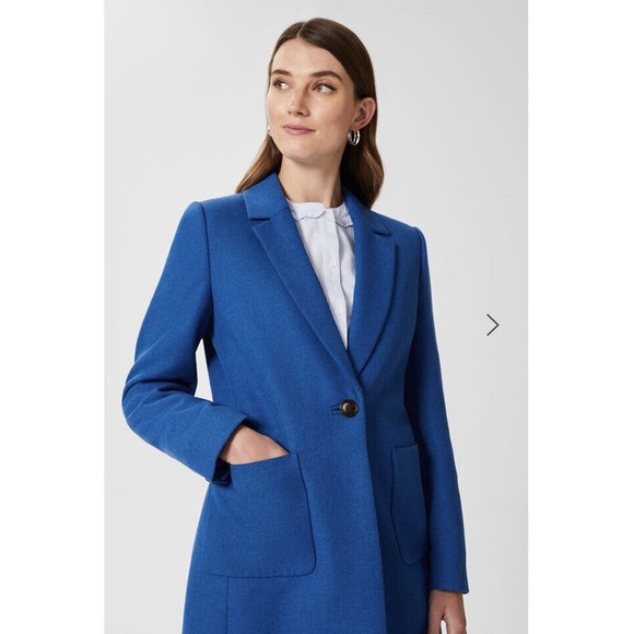 Hobbs Corina coat azure blue size 2 Wool Blend NWT - Picture 4 of 16